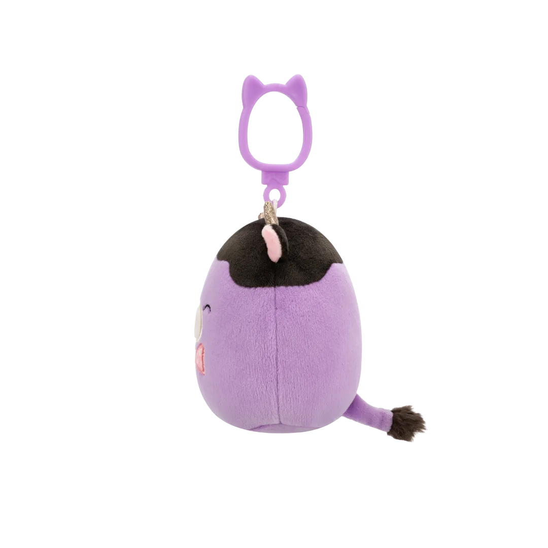 Squishmallows Clip-On Alexie die lila-schwarze Kuh mit Fliege, 9 cm - Image 3