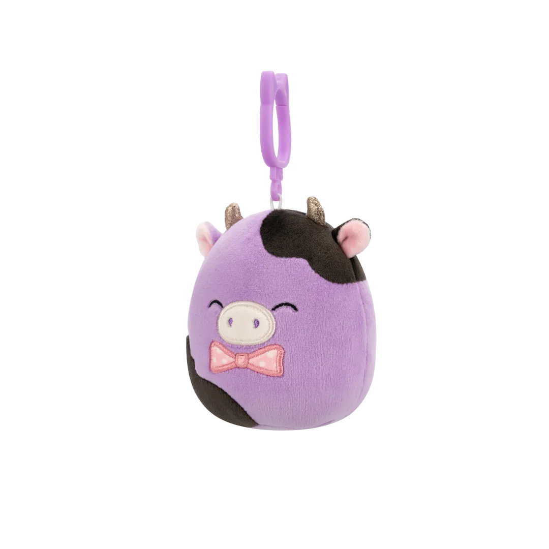 Squishmallows Clip-On Alexie die lila-schwarze Kuh mit Fliege, 9 cm - Image 4