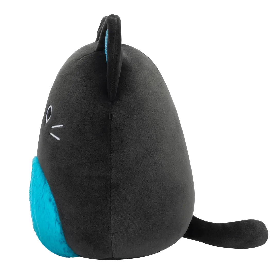 Squishmallows Eponine - Schwarze Katze mit neonblauem Plüschbauch und Glitzerohren, 20 cm - Image 3