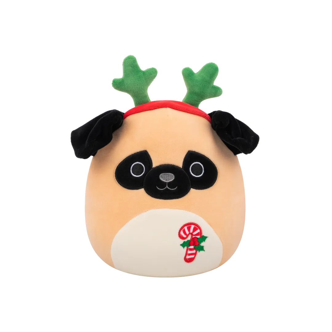 Squishmallows Prince der braune Mops mit weißem Bauch, 20 cm