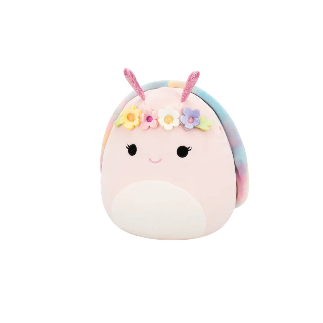 Squishmallows Silvina die rosa Schnecke mit Regenbogenmuschel und Blütenkrone, 20 cm - Image 3