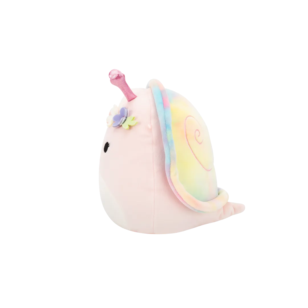 Squishmallows Silvina die rosa Schnecke mit Regenbogenmuschel und Blütenkrone, 20 cm - Image 4