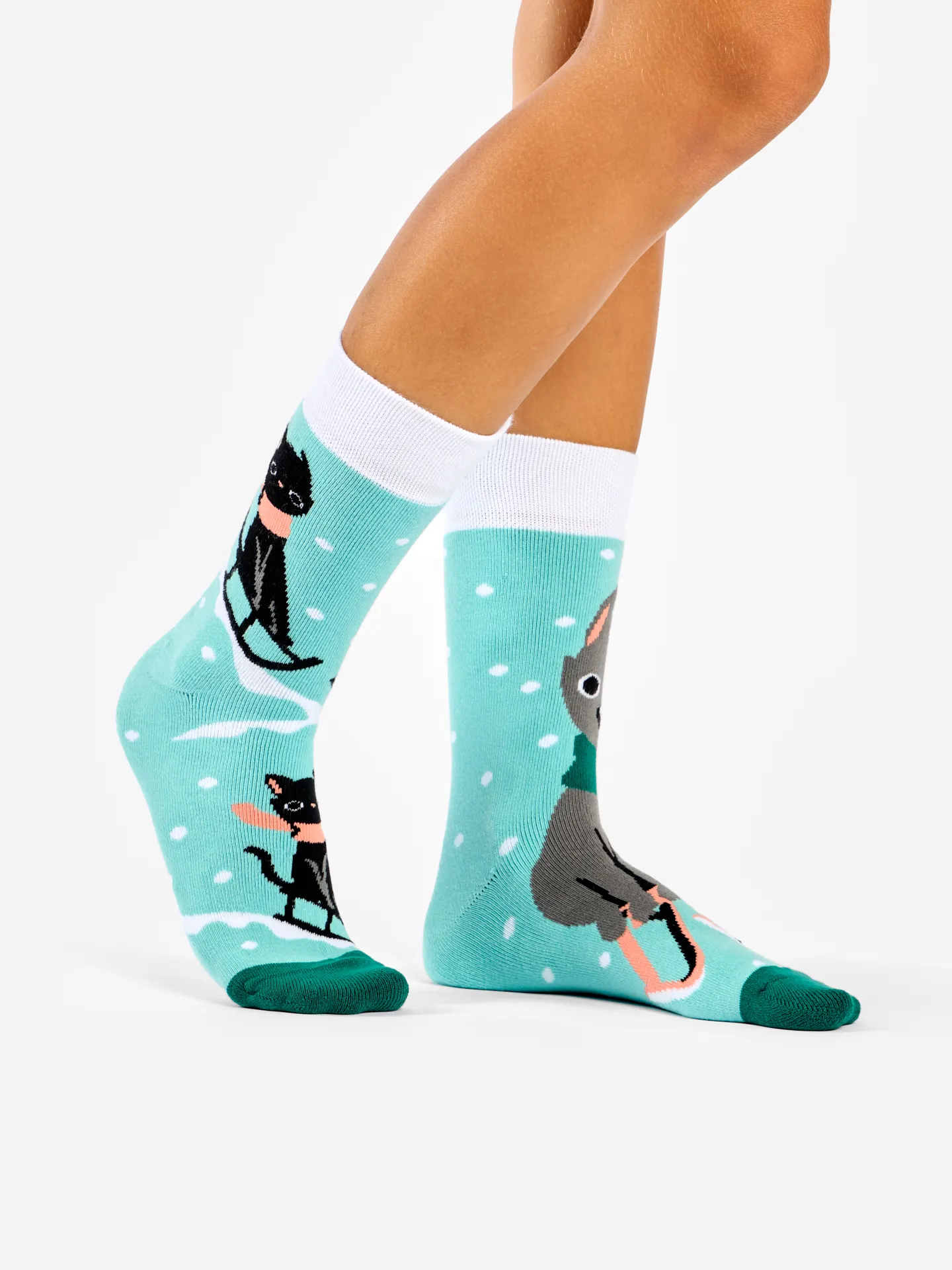 Lustige warme Socken Katze und Schlitten - Image 3