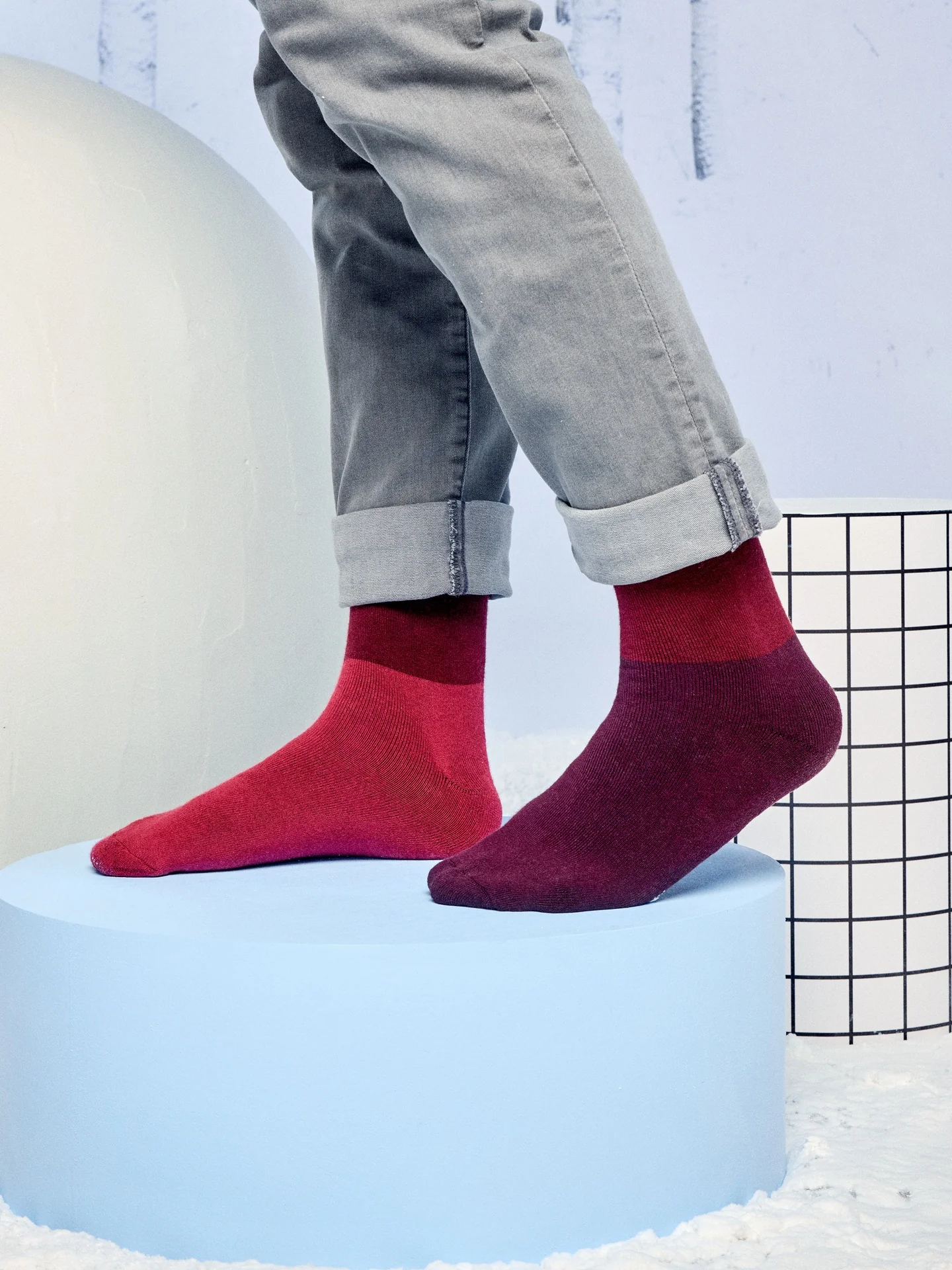 Warme Socken Kastanienbraun Dreifarbig - Image 4