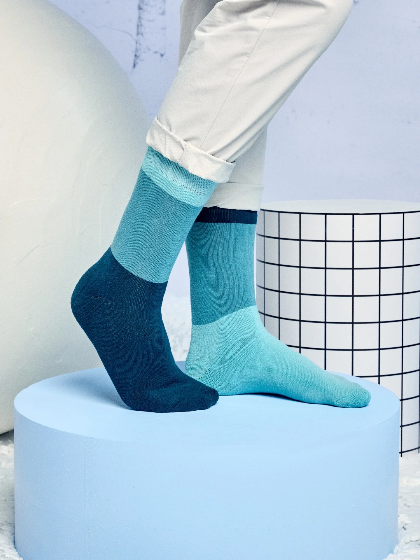 Warme Socken Ozeanblau Dreifarbig - Image 2