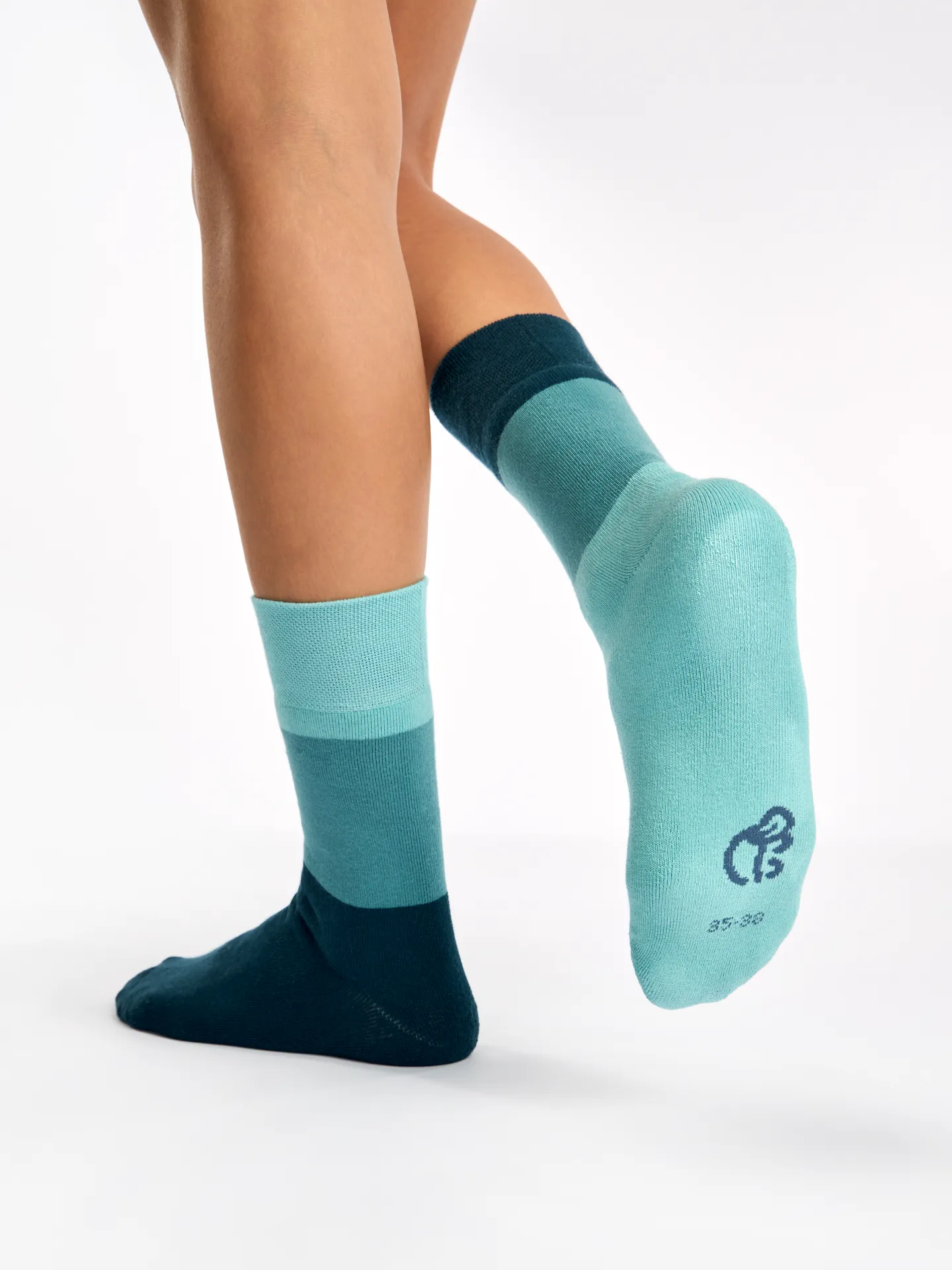 Warme Socken Ozeanblau Dreifarbig - Image 3