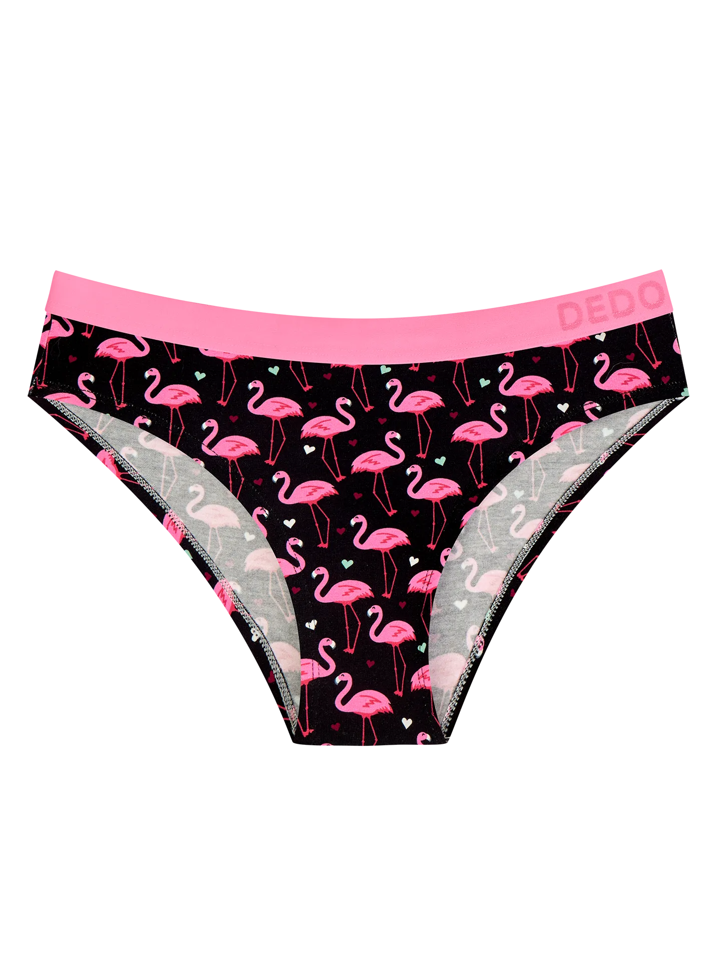 Lustige Modal-Damenhöschen Flamingos und Herzen